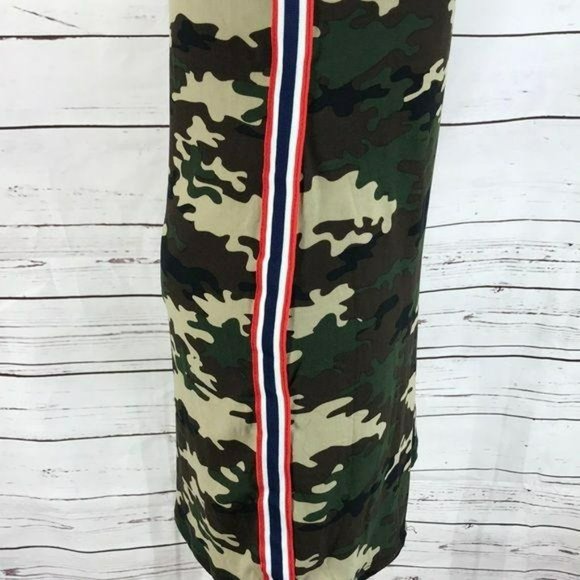 Bobbie Brooks‎ Women's Camo Fitted Midi Striped Shirt Dress Size Large - Picture 6 of 8